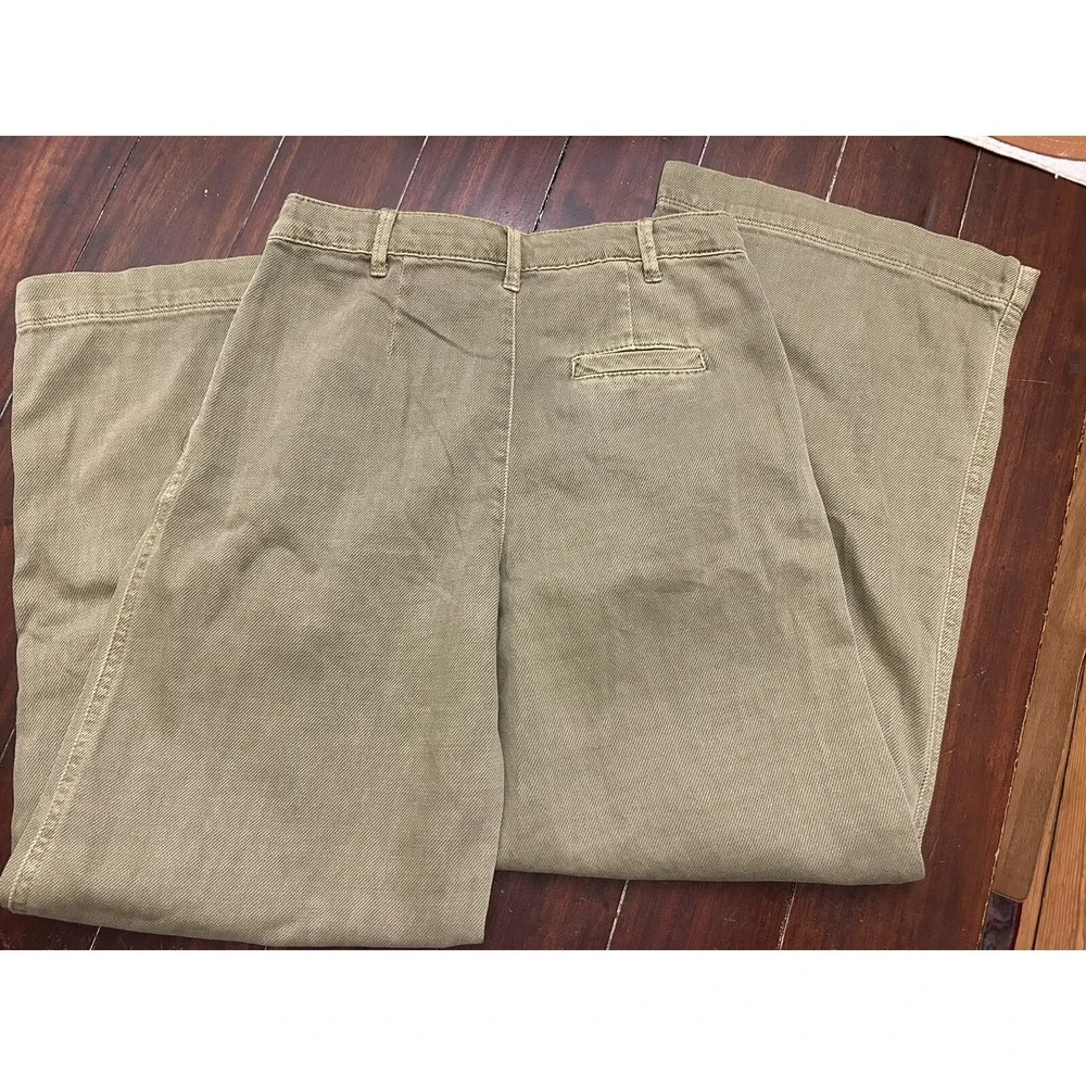 Tractr Girls Jeans Size 12 Olive Green Soft Denim Wide Leg Stretch 23143-RETF